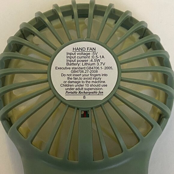 Summer Small Fan Portable Handheld or Hook Outdoor Fan USB Charging Green - Picture 5 of 9